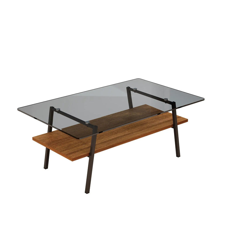 Rectangle Coffee Table, Tempered Glass Tabletop With Metal Legs by HouseOfZazla