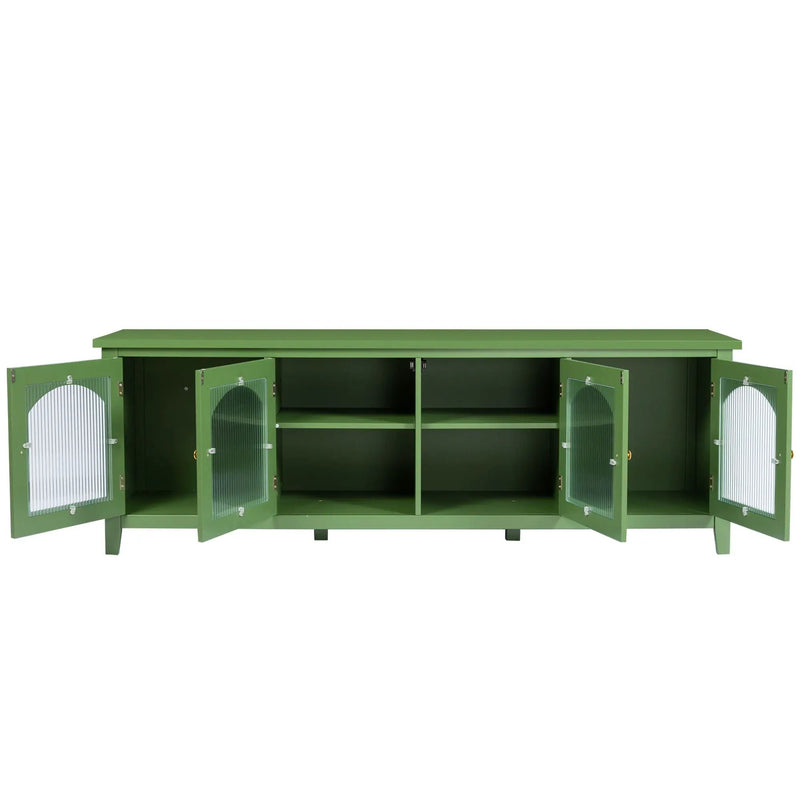 StylishTVcabinet Entertainment CenterTV Stand, TVconsoletable, Media Console, Solidwood Frame, Changhong Glass Door, Metal Handle by HouseOfZazla