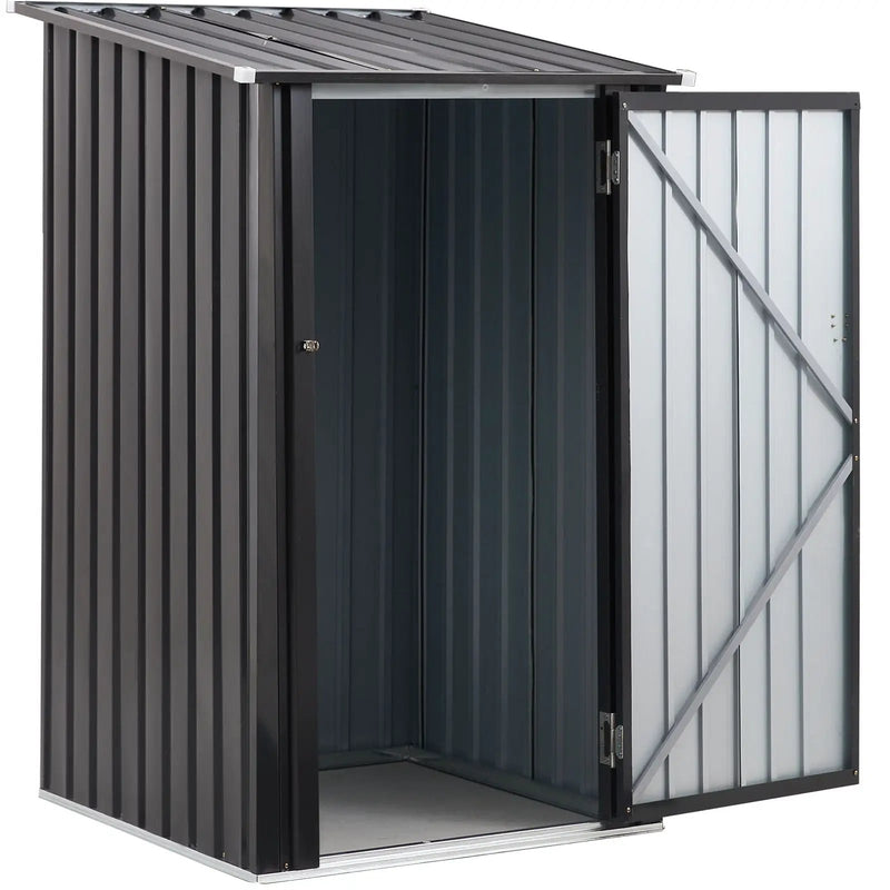 Outdoor Storage Shed, Metal Steel Garden Shed With Single Lockable Door, Small Shed Outdoor Steel Utility Tool Shed For Backyard Patio Garden Lawn - Black by HouseOfZazla