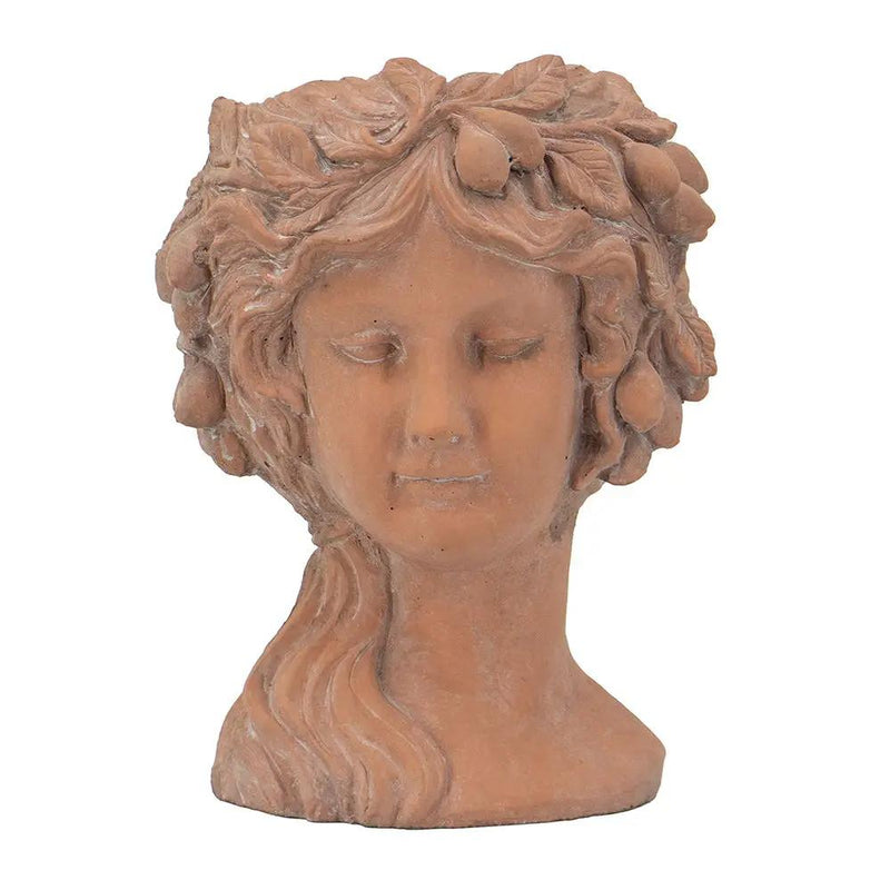 8X9X11.5" Head Bust Planter, Greek Style Cement Head Planter, Indoor Outdoor Home Garden Decor - Brown by HouseOfZazla