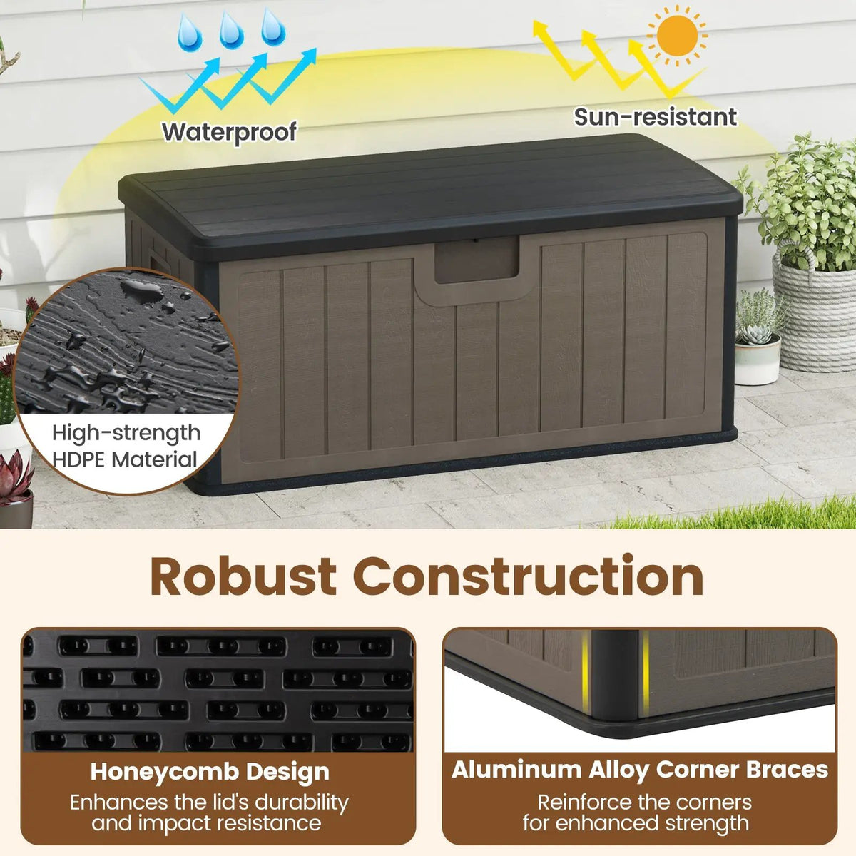 100 Gallon Large Deck Box with Lockable Lid for Patio, photo 29 of 32