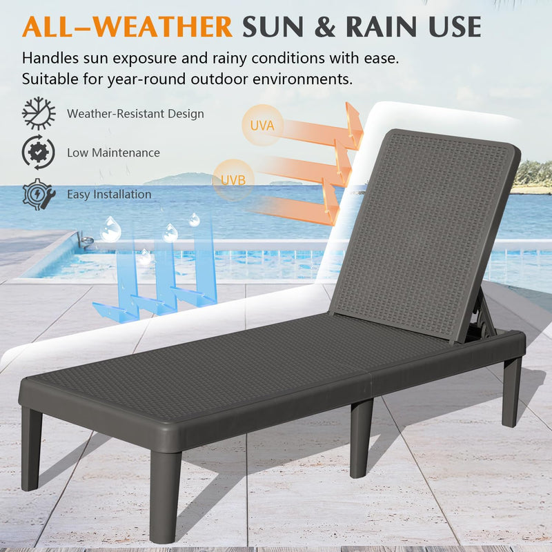 Pool Lounge Chairs Set of 2 with 6-Position Adjustable Backrest by HouseOfZazla