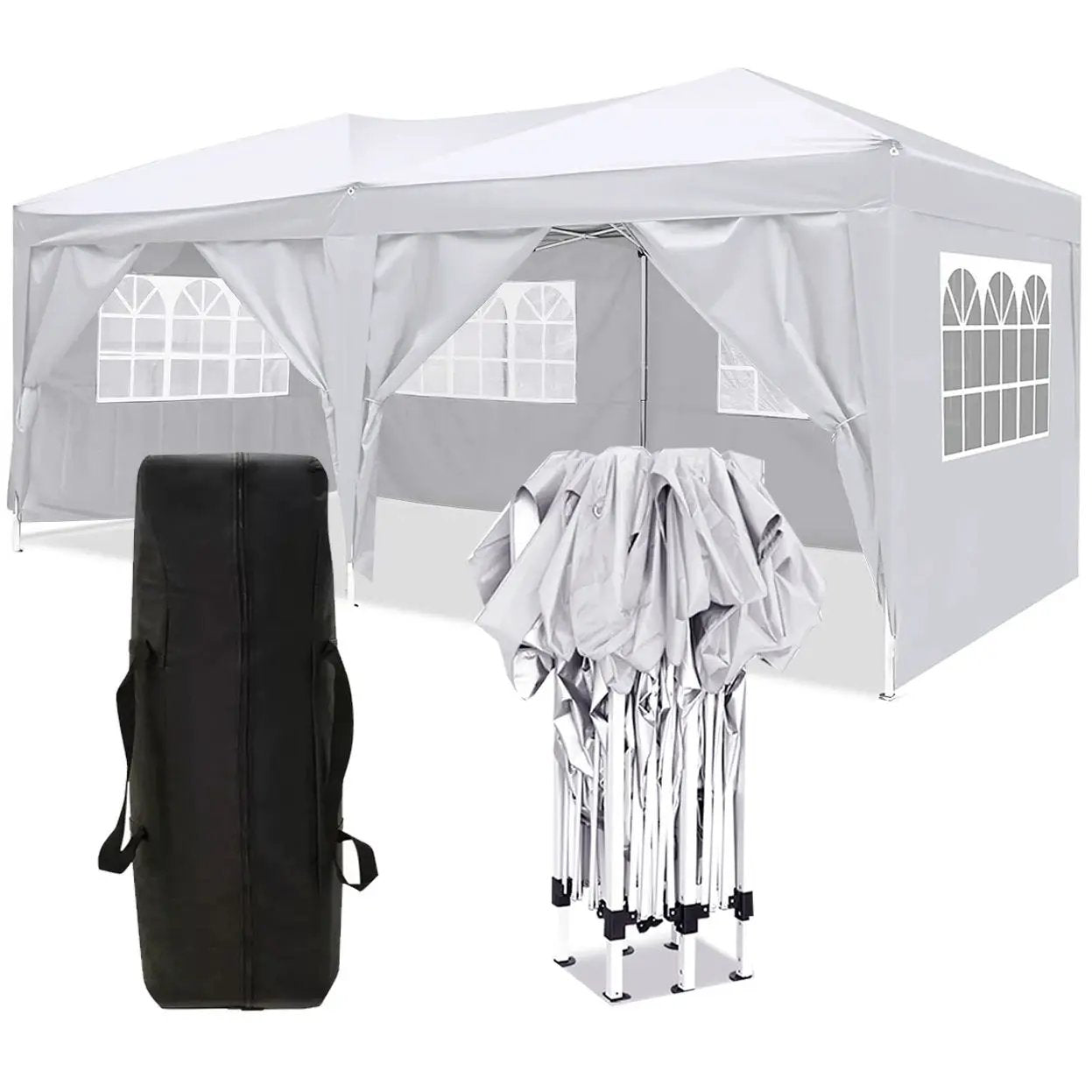10'X20' Ez Pop Up Canopy Outdoor Portable Party Folding Tent With 6 Removable Sidewalls + Carry Bag + 4 Pieces Weight Bag by Unique Piece Furniture