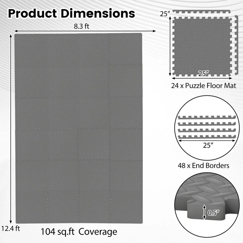 24Tiles 1/2" Puzzle Exercise Floor Mats by DirectDeals