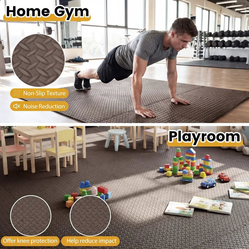 Puzzle Exercise Floor Mats 1/2 Inch Thick - 24 Tiles by DirectDeals