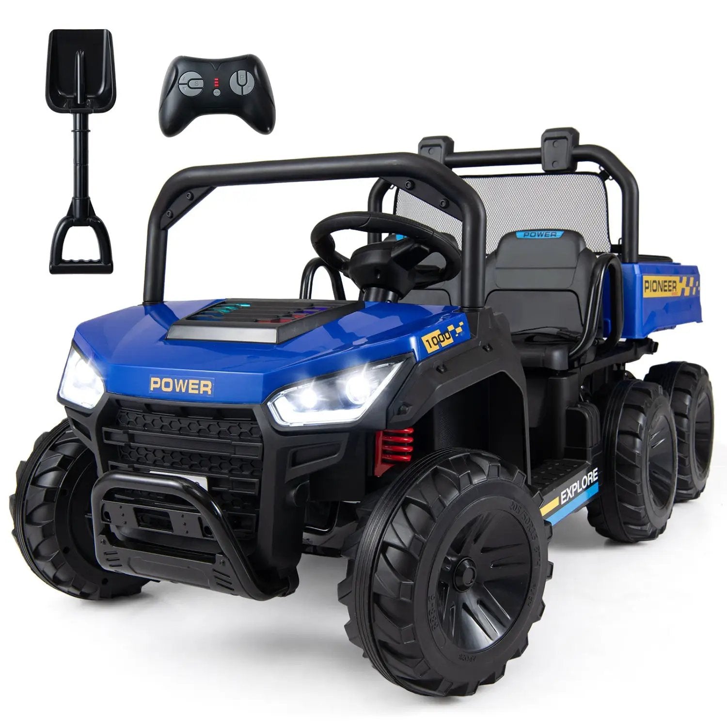 24V 2-Seater Kids Ride on Dump Truck 4WD with Electric Dump Bed and Lights by DirectDeals