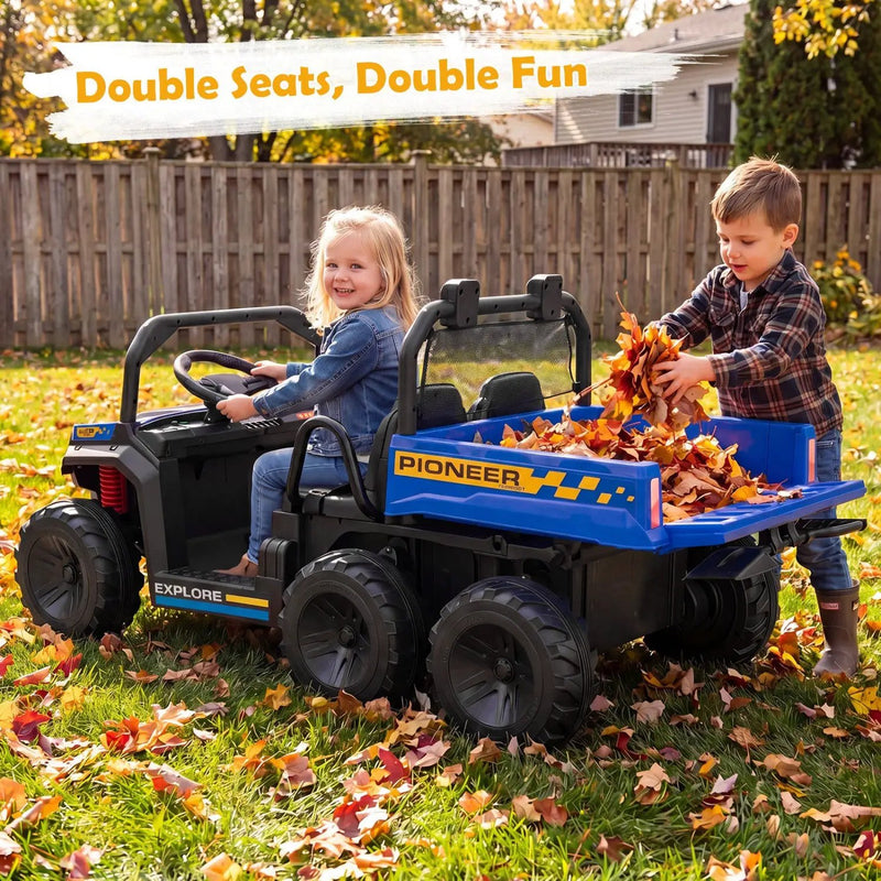 24V 2-Seater Kids Ride on Dump Truck 4WD with Electric Dump Bed and Lights by DirectDeals