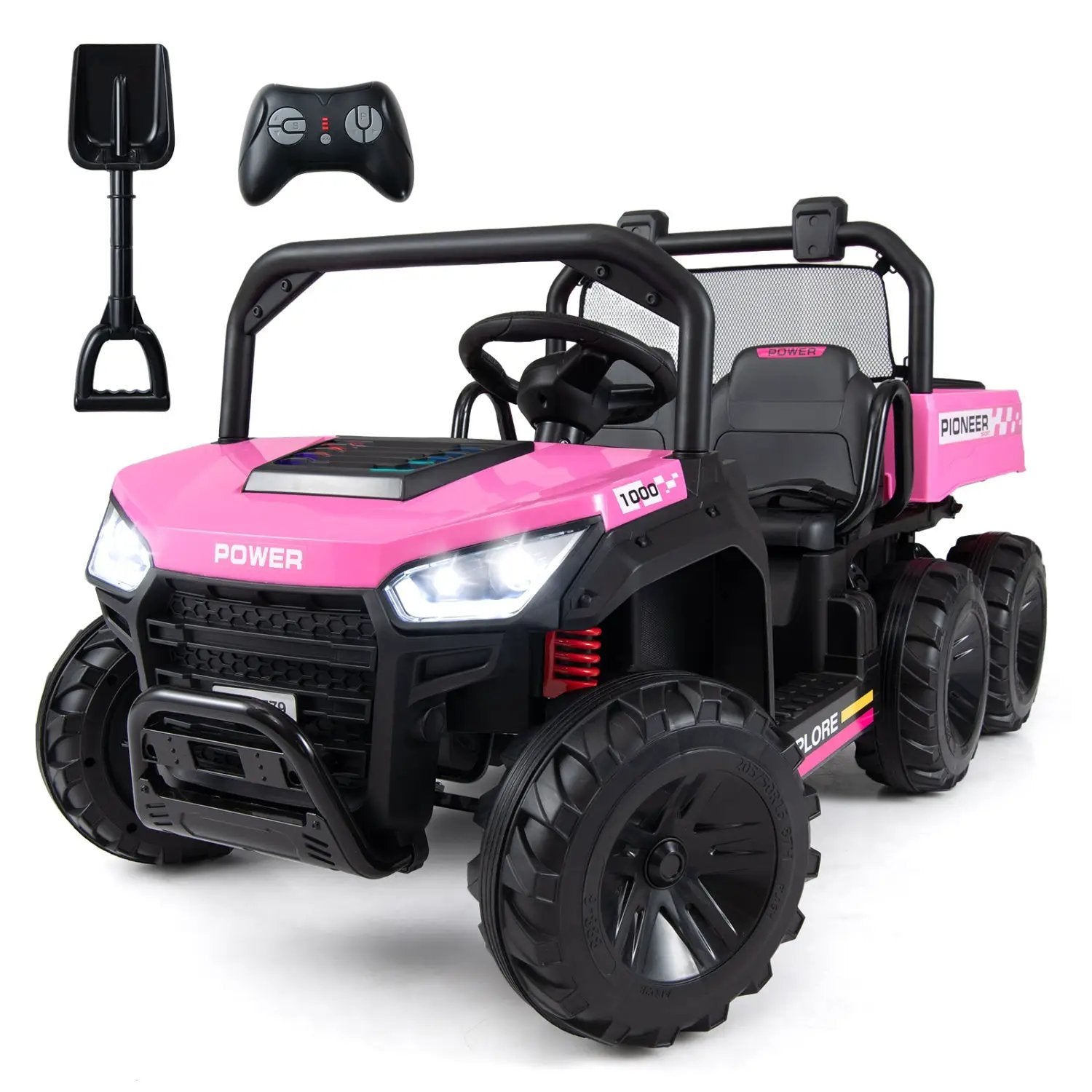 24V 2-Seater Kids Ride on Dump Truck 4WD with Electric Dump Bed and Lights by DirectDeals