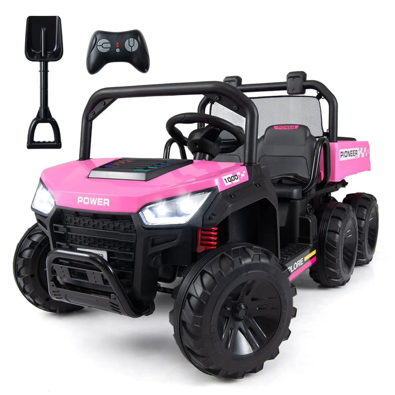 24V 2-Seater Kids Ride on Dump Truck 4WD with Electric Dump Bed and Lights by DirectDeals