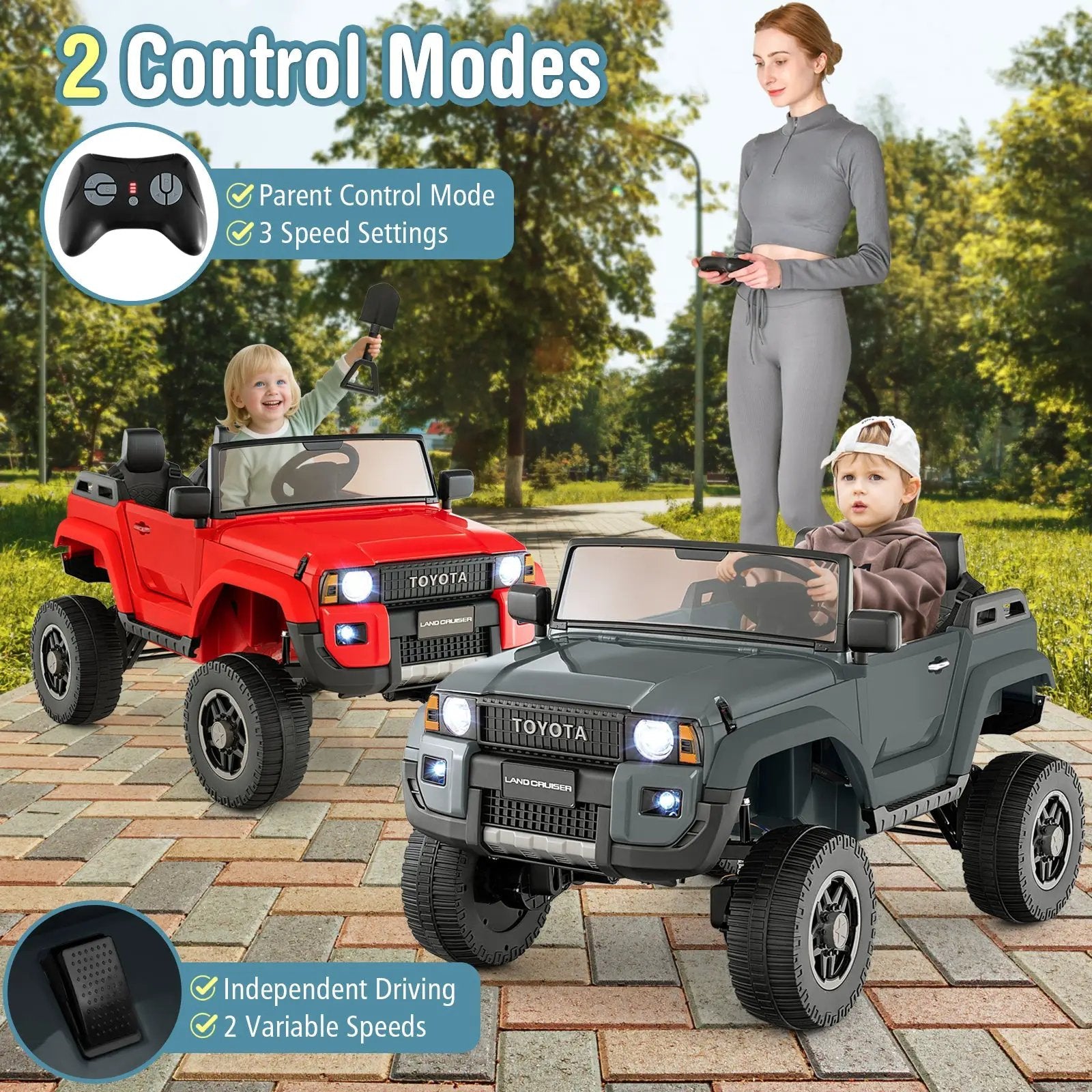 24V 2 Seater Ride on Car 4WD/2WD Switchable for Kids with Remote for Ages 3+ by DirectDeals