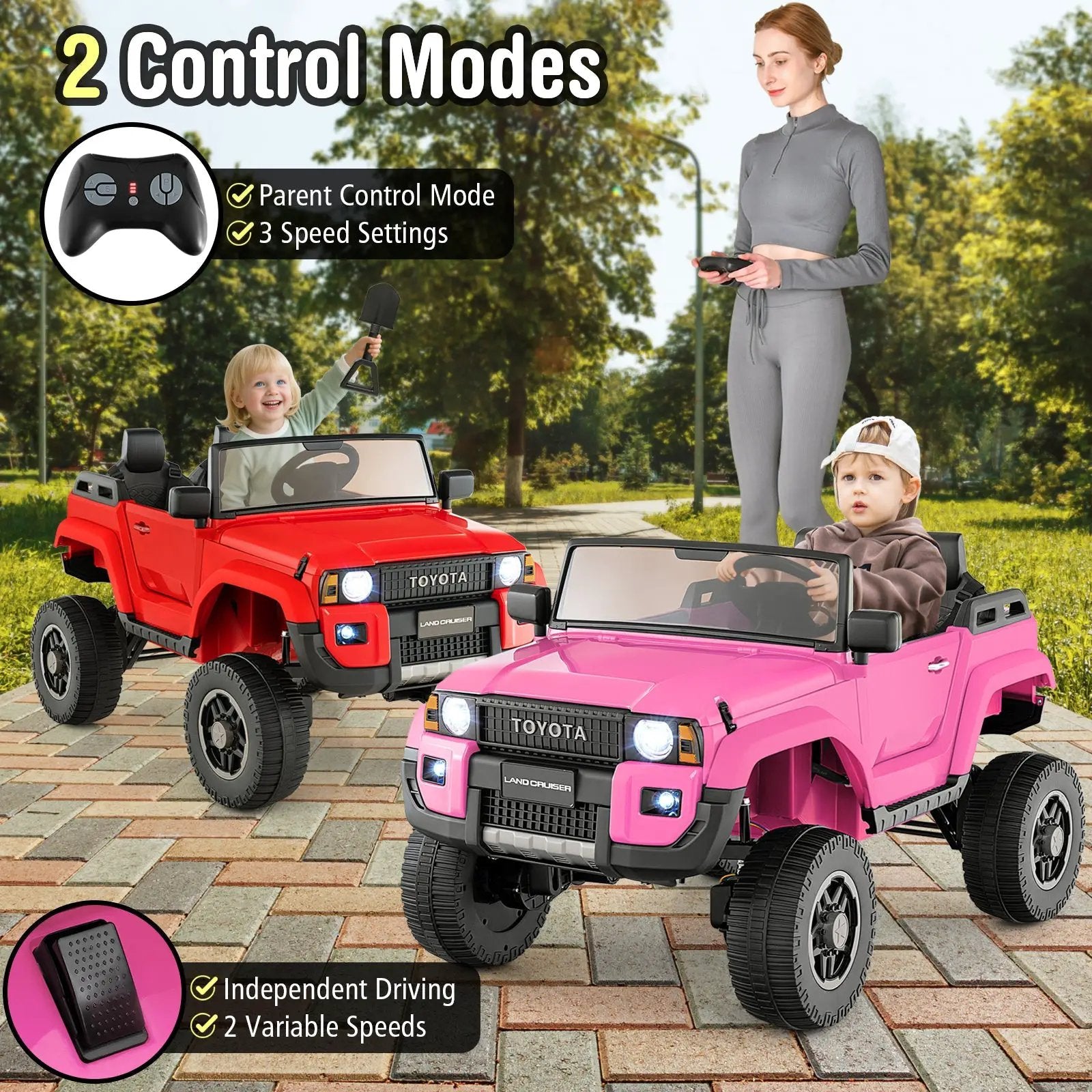 24V 2 Seater Ride on Car 4WD/2WD Switchable for Kids with Remote for Ages 3+ by DirectDeals