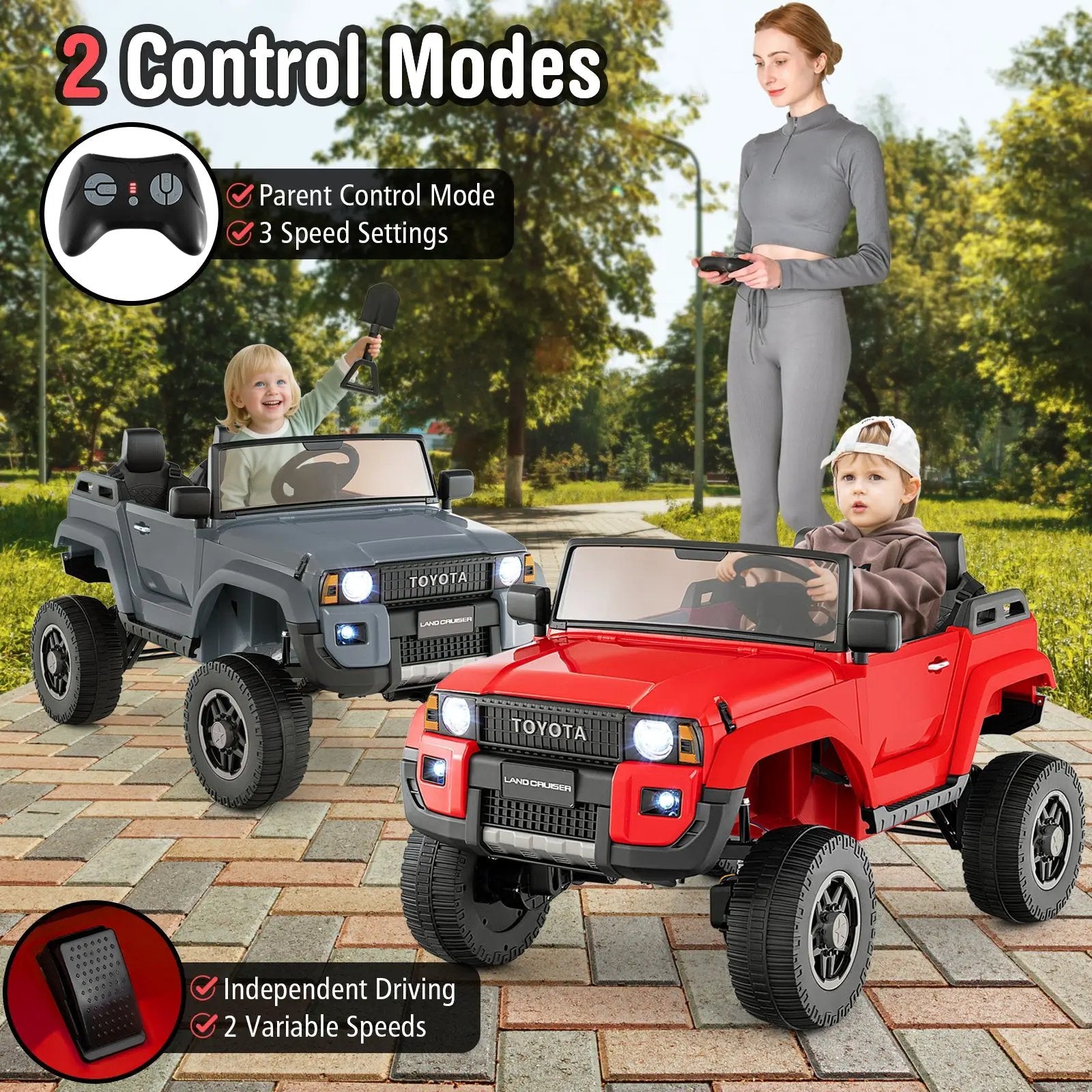 24V 2 Seater Ride on Car 4WD/2WD Switchable for Kids with Remote for Ages 3+ by DirectDeals