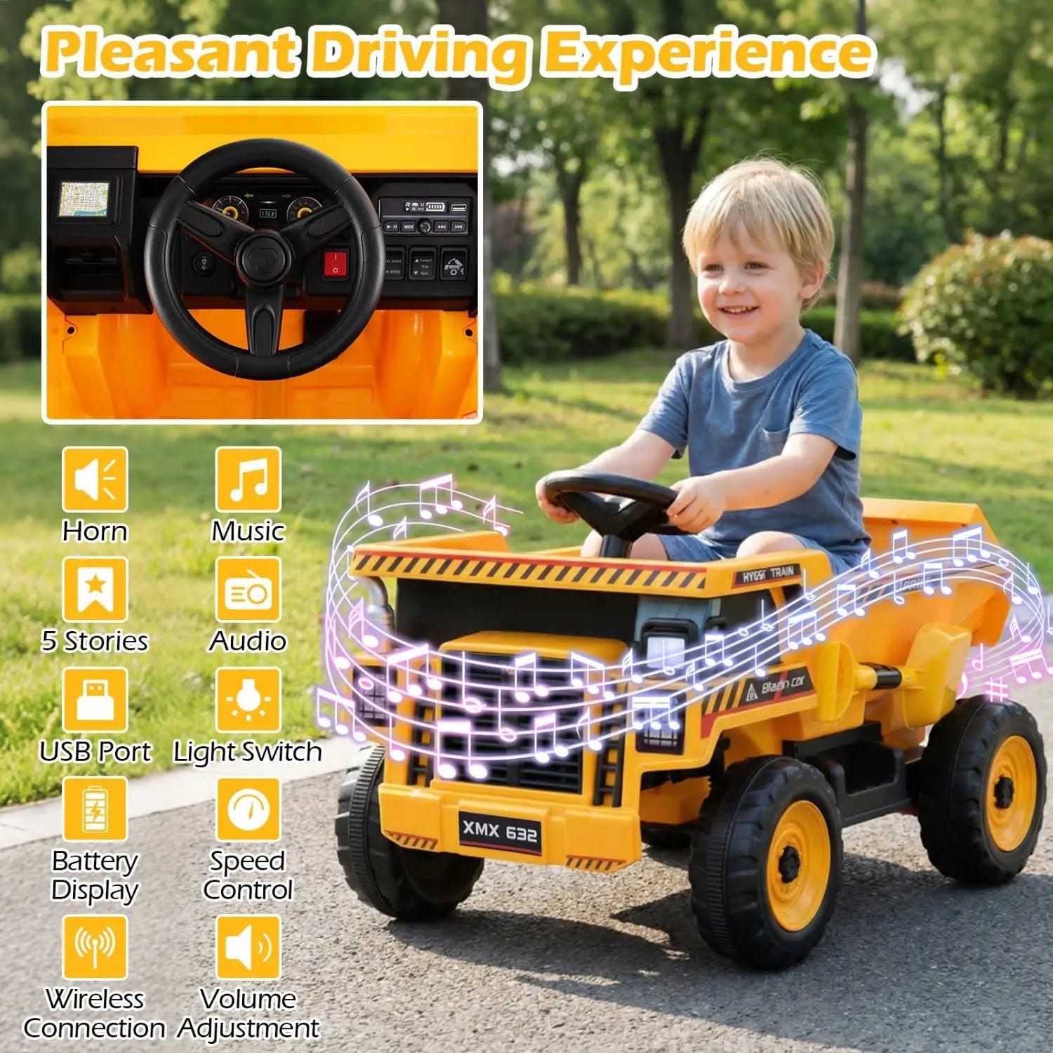 24V Electric Dump Truck Ride-On Toy with Remote Control by DirectDeals