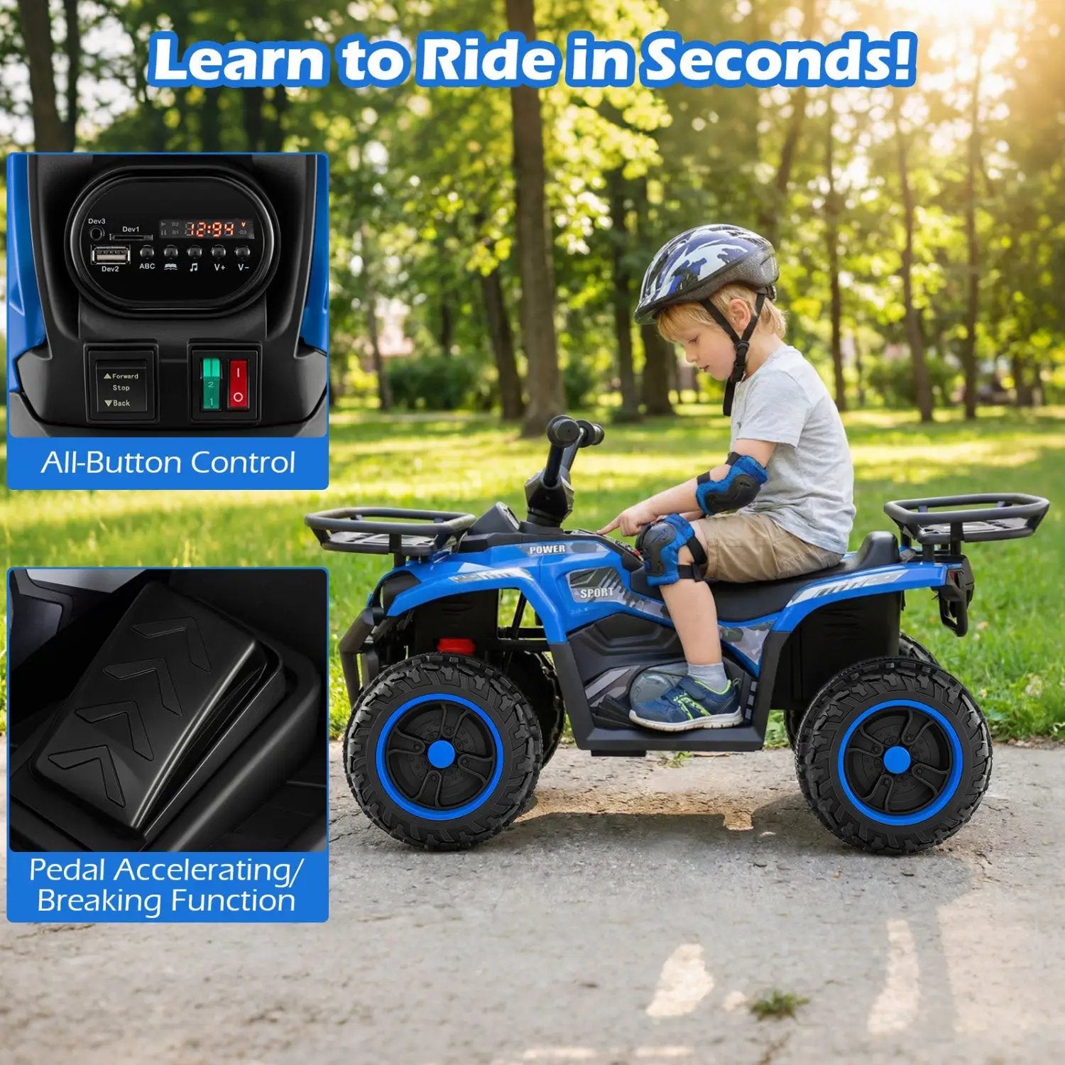 24V Electric Ride On Quad with LED Headlights by DirectDeals