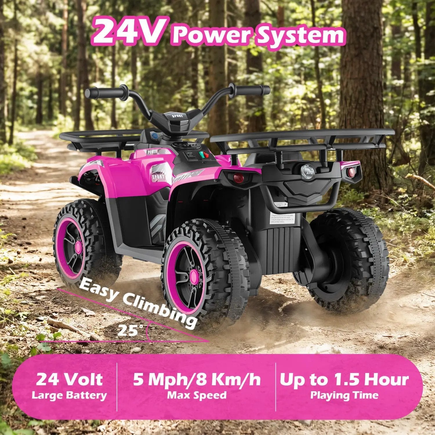 24V Electric Ride On Quad with LED Headlights by DirectDeals