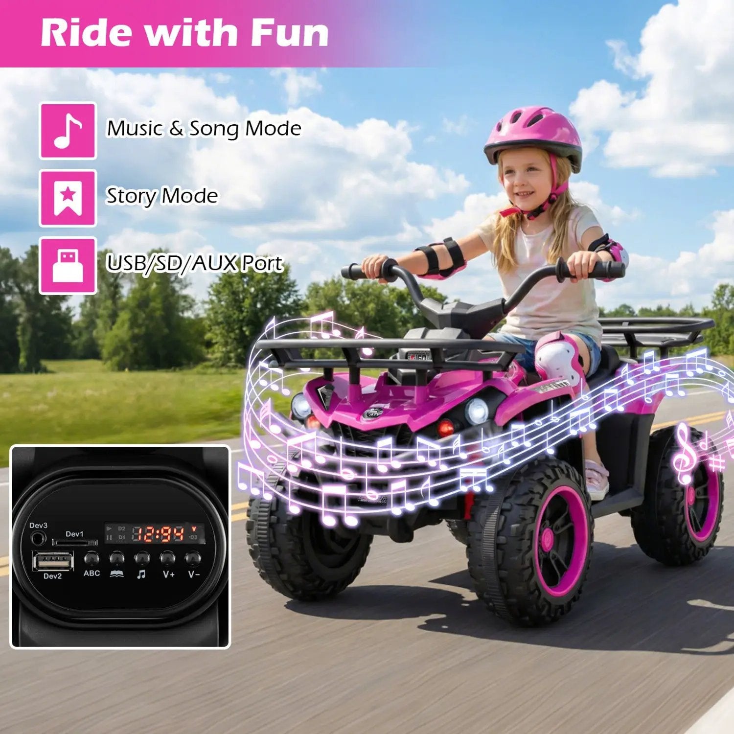 24V Electric Ride On Quad with LED Headlights by DirectDeals