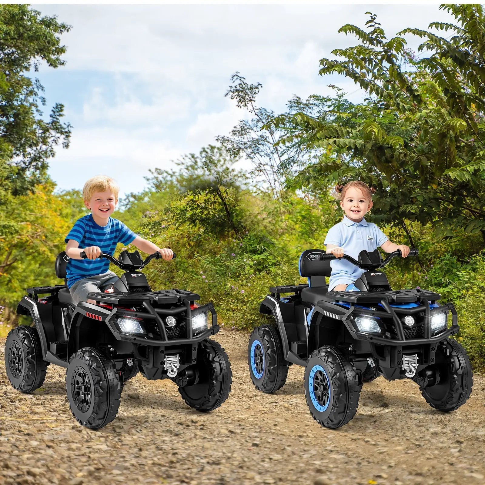 24V Kids ATV 2-Seater with 4 Motors with LED Lights and Music by DirectDeals