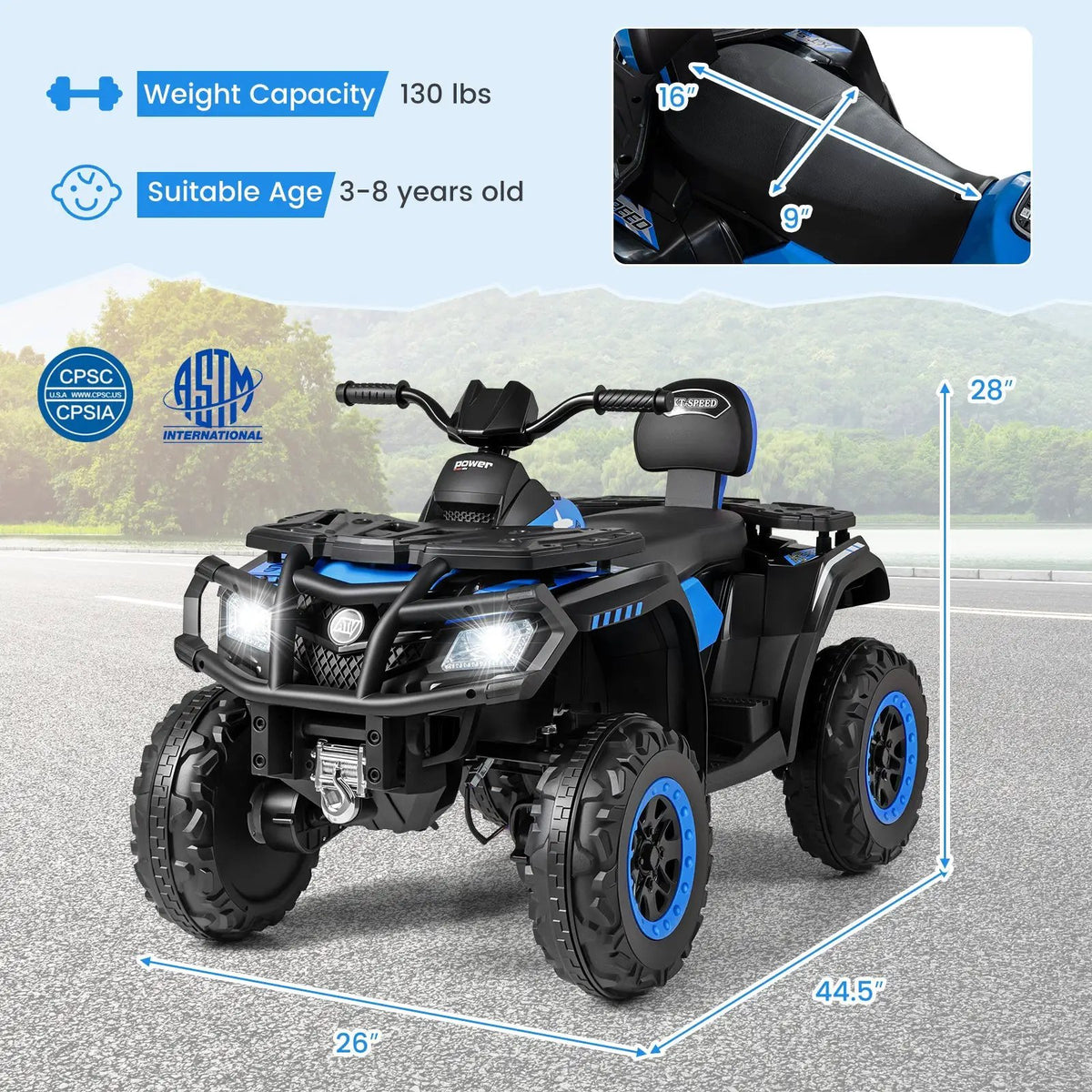 24V Kids ATV 2-Seater with 4 Motors with LED Lights and Music, photo 17 of 32