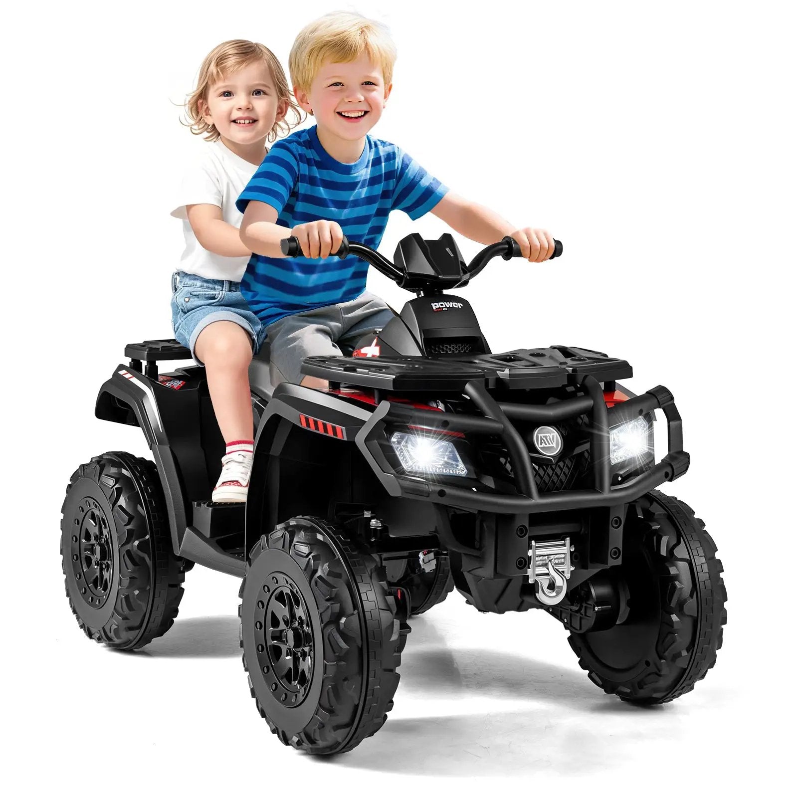 24V Kids ATV 2-Seater with 4 Motors with LED Lights and Music by DirectDeals