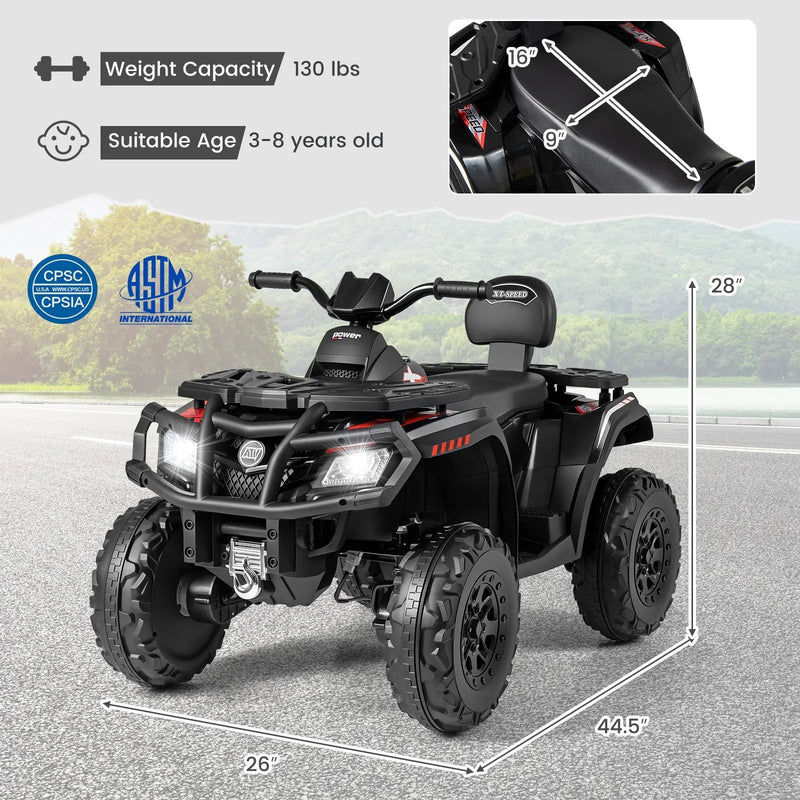 24V Kids ATV 2-Seater with 4 Motors with LED Lights and Music by DirectDeals