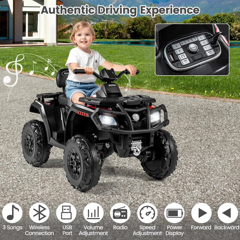 24V Kids ATV 2-Seater with 4 Motors with LED Lights and Music by DirectDeals