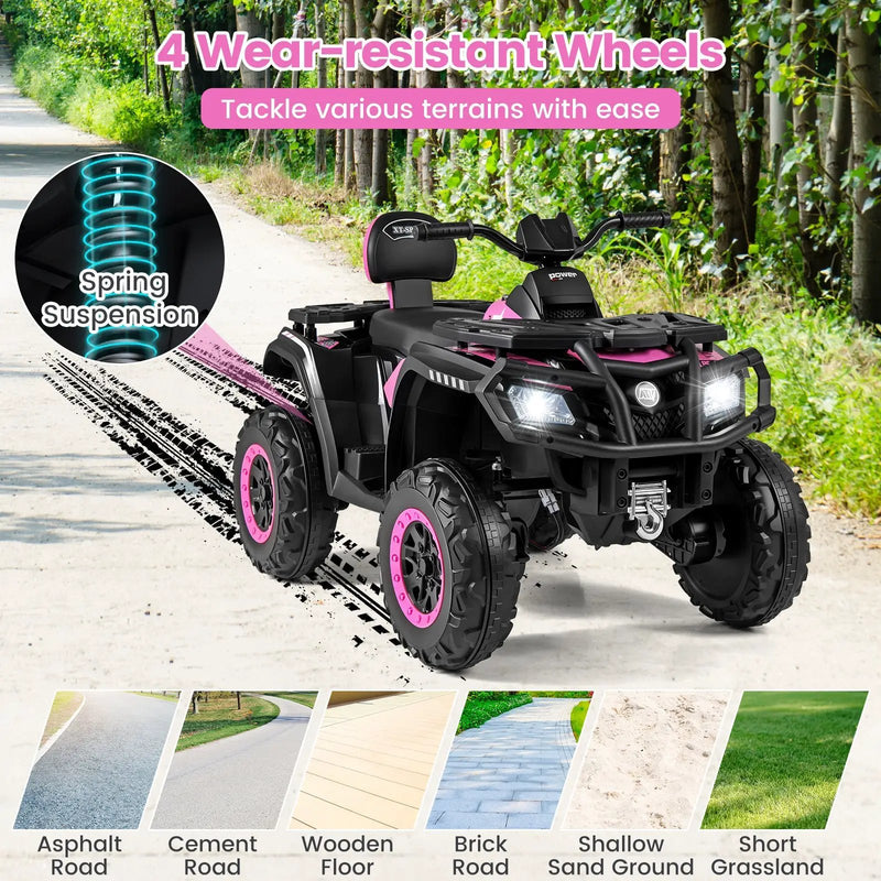 24V Kids ATV 2-Seater with 4 Motors with LED Lights and Music by DirectDeals