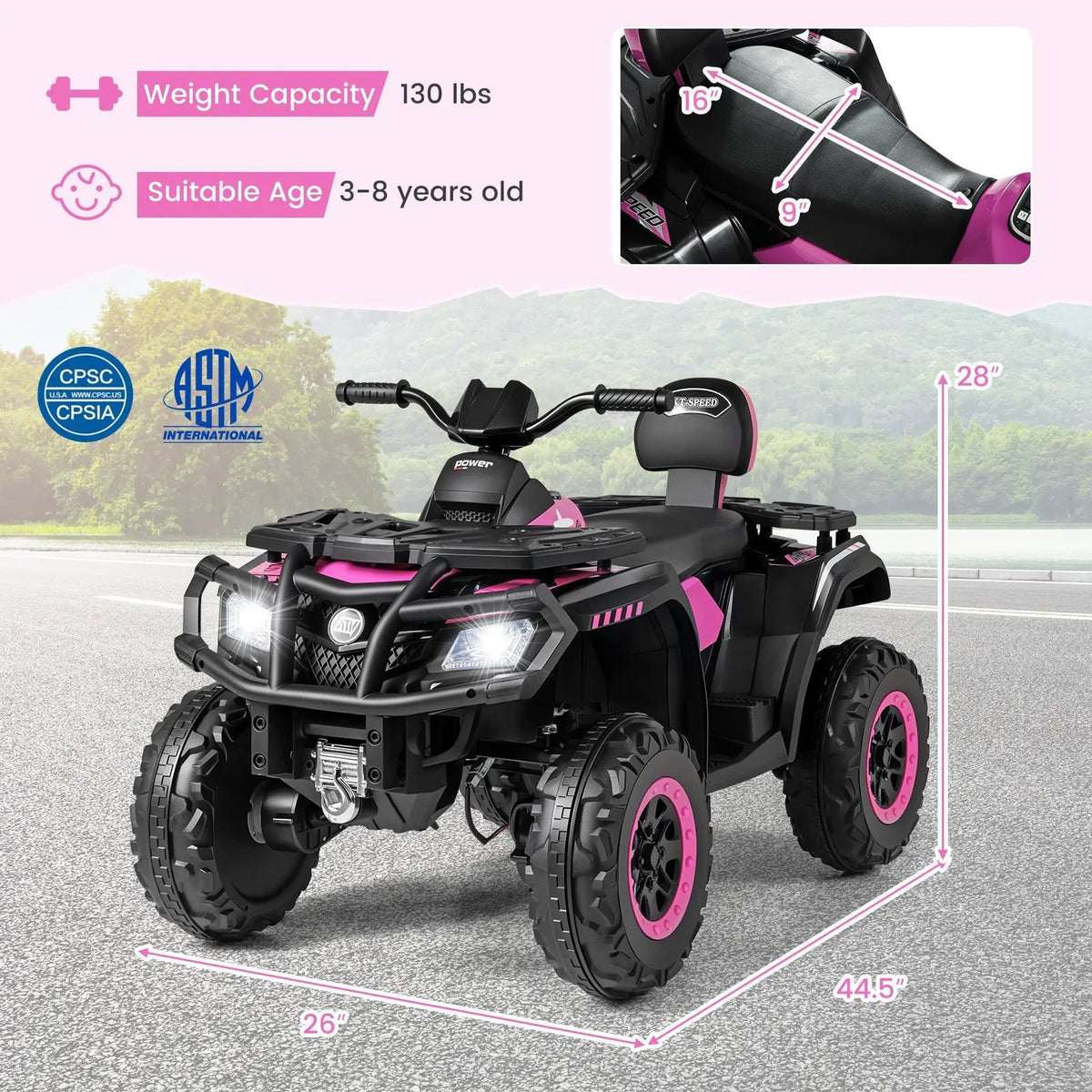 24V Kids ATV 2-Seater with 4 Motors with LED Lights and Music, photo 19 of 32