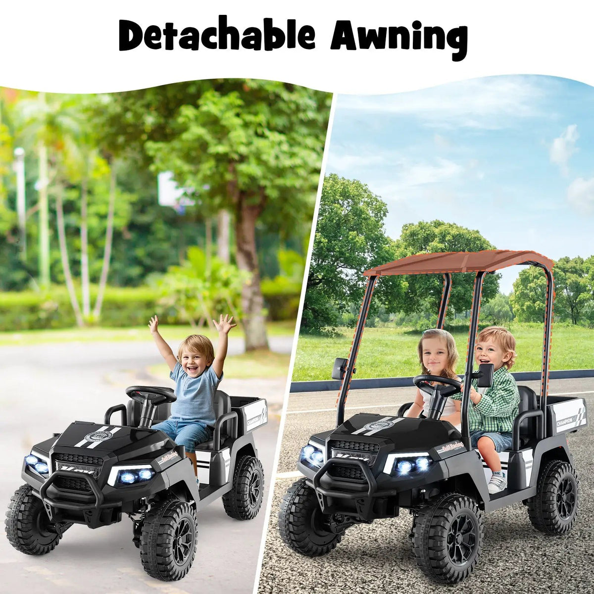 24V Kids Golf Cart 4WD 2-Seater Ride on Car with Storage Trunk and Horn, photo 2 of 11