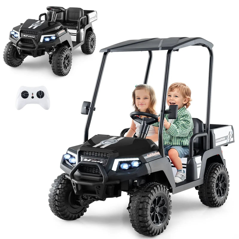 24V Kids Golf Cart 4WD 2-Seater Ride on Car with Storage Trunk and Horn by DirectDeals