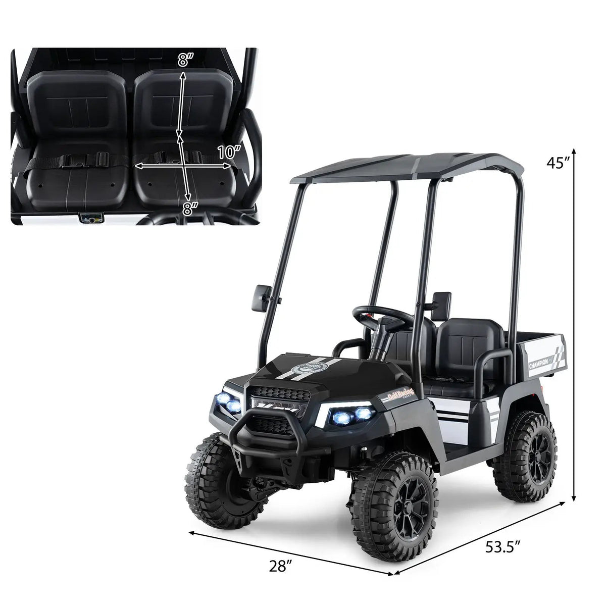 24V Kids Golf Cart 4WD 2-Seater Ride on Car with Storage Trunk and Horn, photo 5 of 11