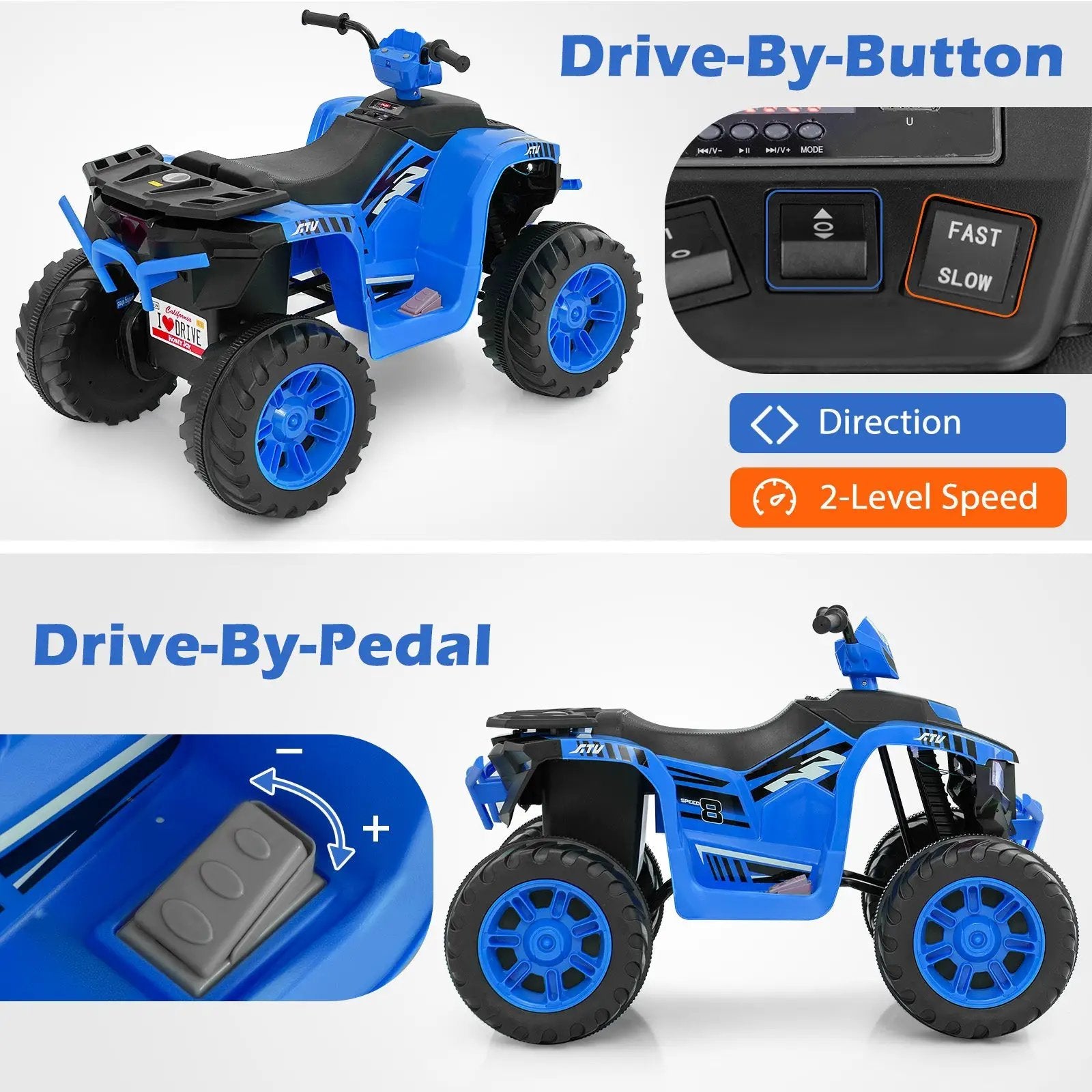 24V Kids Ride-On Electric ATV with Wireless Connection for Toddlers 3-8 Years Old by DirectDeals