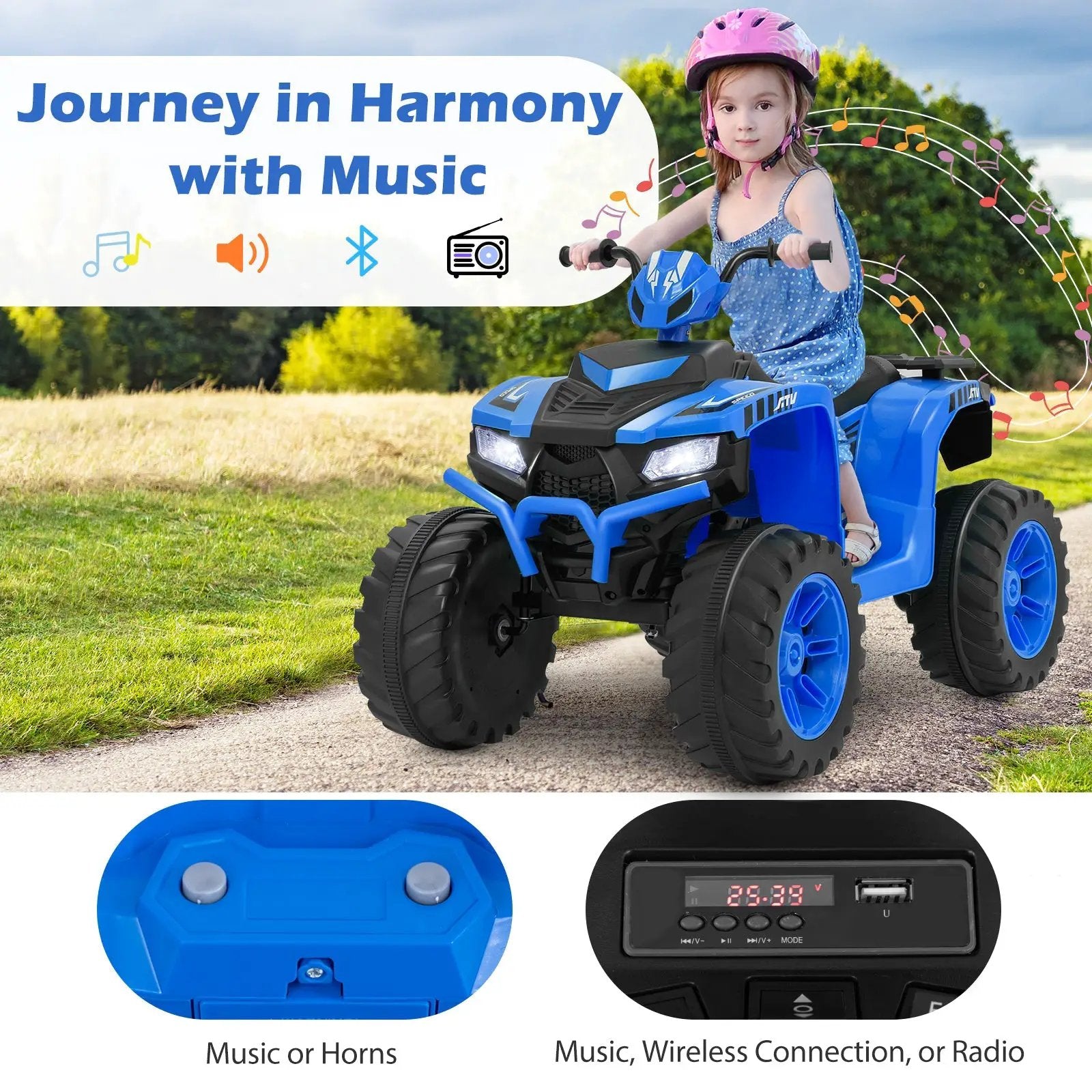 24V Kids Ride-On Electric ATV with Wireless Connection for Toddlers 3-8 Years Old by DirectDeals