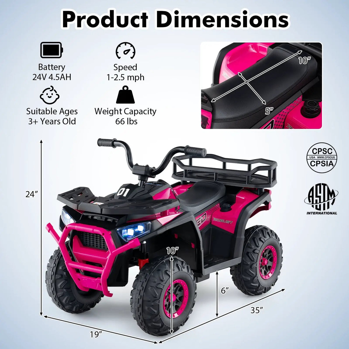24V Kids Ride on Electric ATV Quad Car with Realistic Sounds and LED Lights, photo 15 of 24