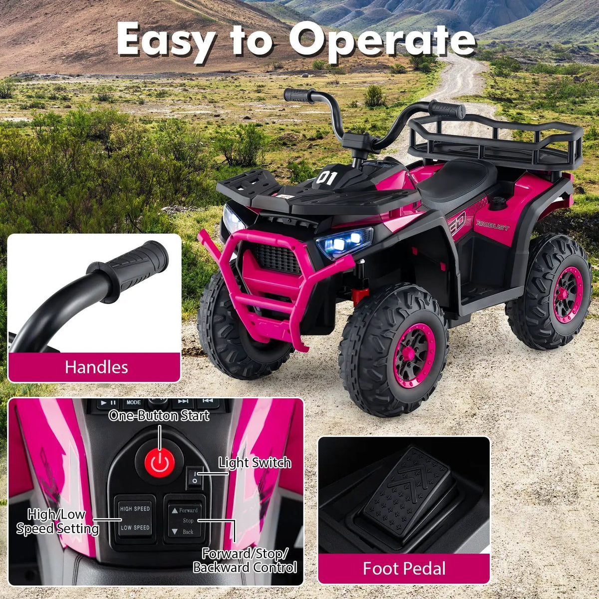 24V Kids Ride on Electric ATV Quad Car with Realistic Sounds and LED Lights, photo 17 of 24