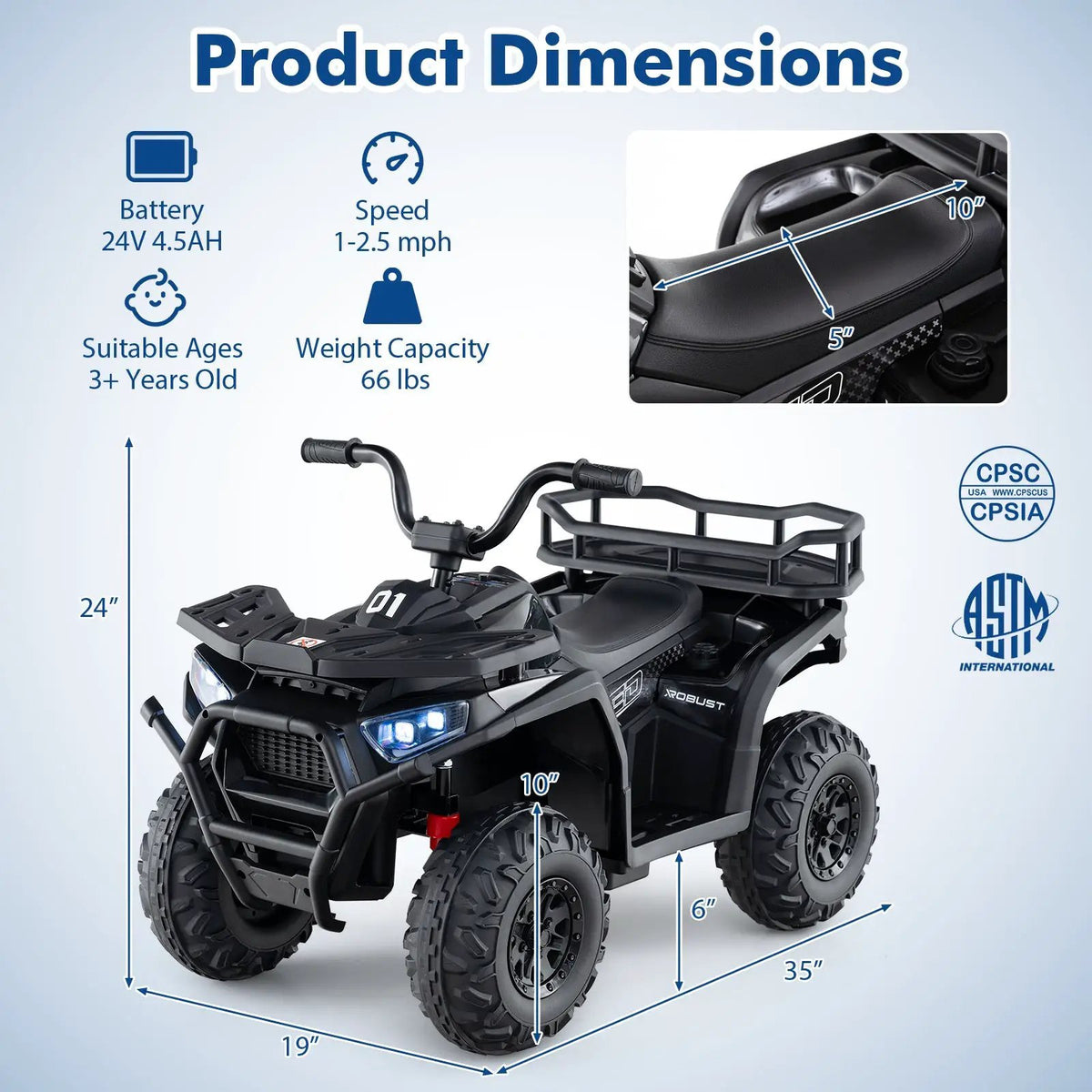 24V Kids Ride on Electric ATV Quad Car with Realistic Sounds and LED Lights, photo 13 of 24