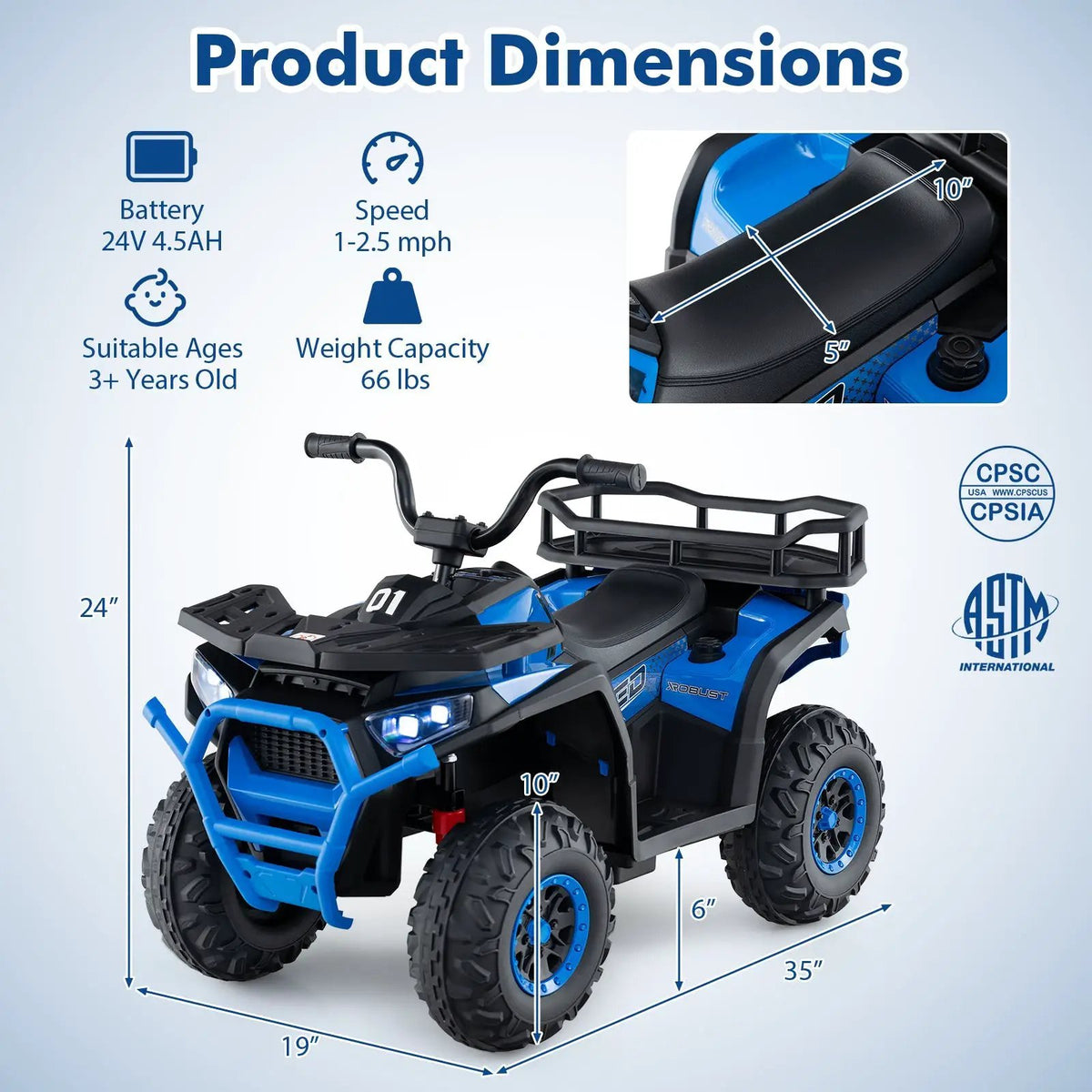 24V Kids Ride on Electric ATV Quad Car with Realistic Sounds and LED Lights, photo 14 of 24