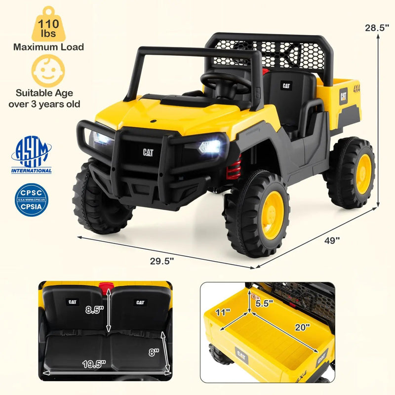 24V Ride-On Dump Truck 2-Seater with Remote Control - Yellow by DirectDeals