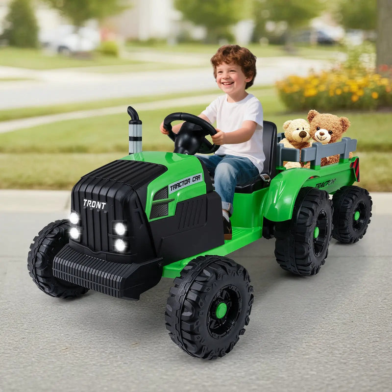 24V Ride On Tractor for Kids Electric Vehicle with Detachable Trailer and Remote Control by DirectDeals