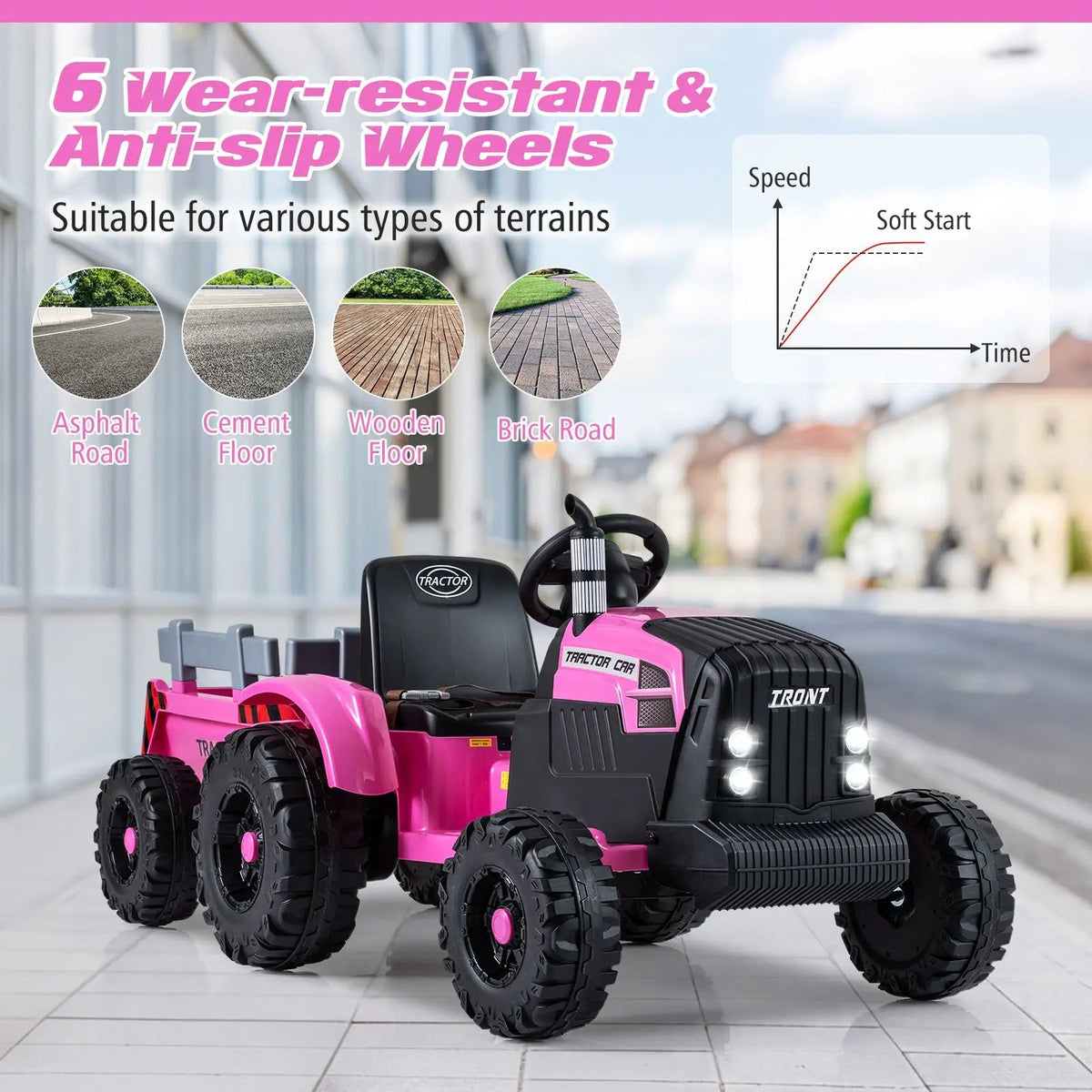 24V Ride On Tractor for Kids Electric Vehicle with Detachable Trailer and Remote Control, photo 10 of 32