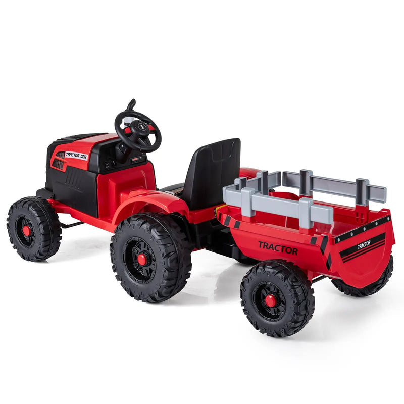 24V Ride On Tractor for Kids Electric Vehicle with Detachable Trailer and Remote Control by DirectDeals