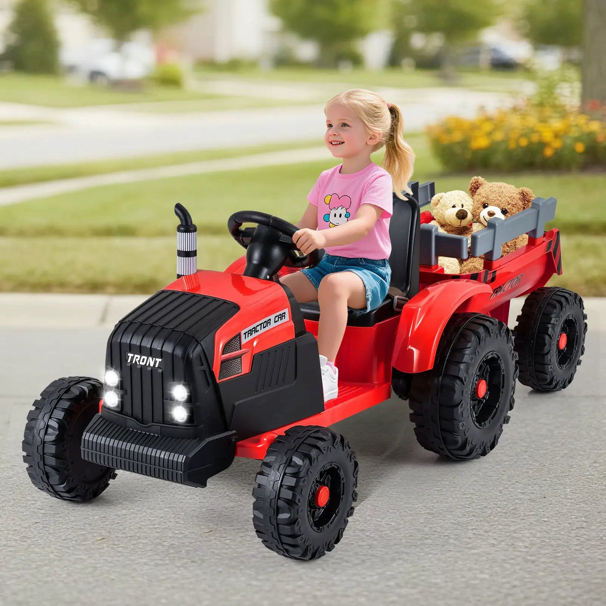 24V Ride On Tractor for Kids Electric Vehicle with Detachable Trailer and Remote Control, photo 12 of 32