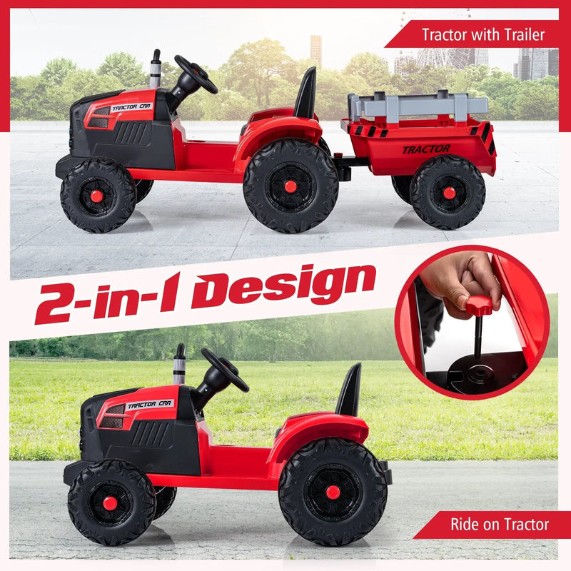 24V Ride On Tractor for Kids Electric Vehicle with Detachable Trailer and Remote Control by DirectDeals