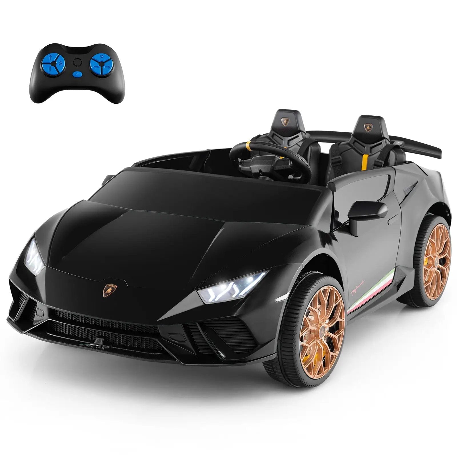 24V Ride-on Car for Kids 4WD 2-Seater Licensed Lamborghini Electric Vehicles with Music by DirectDeals