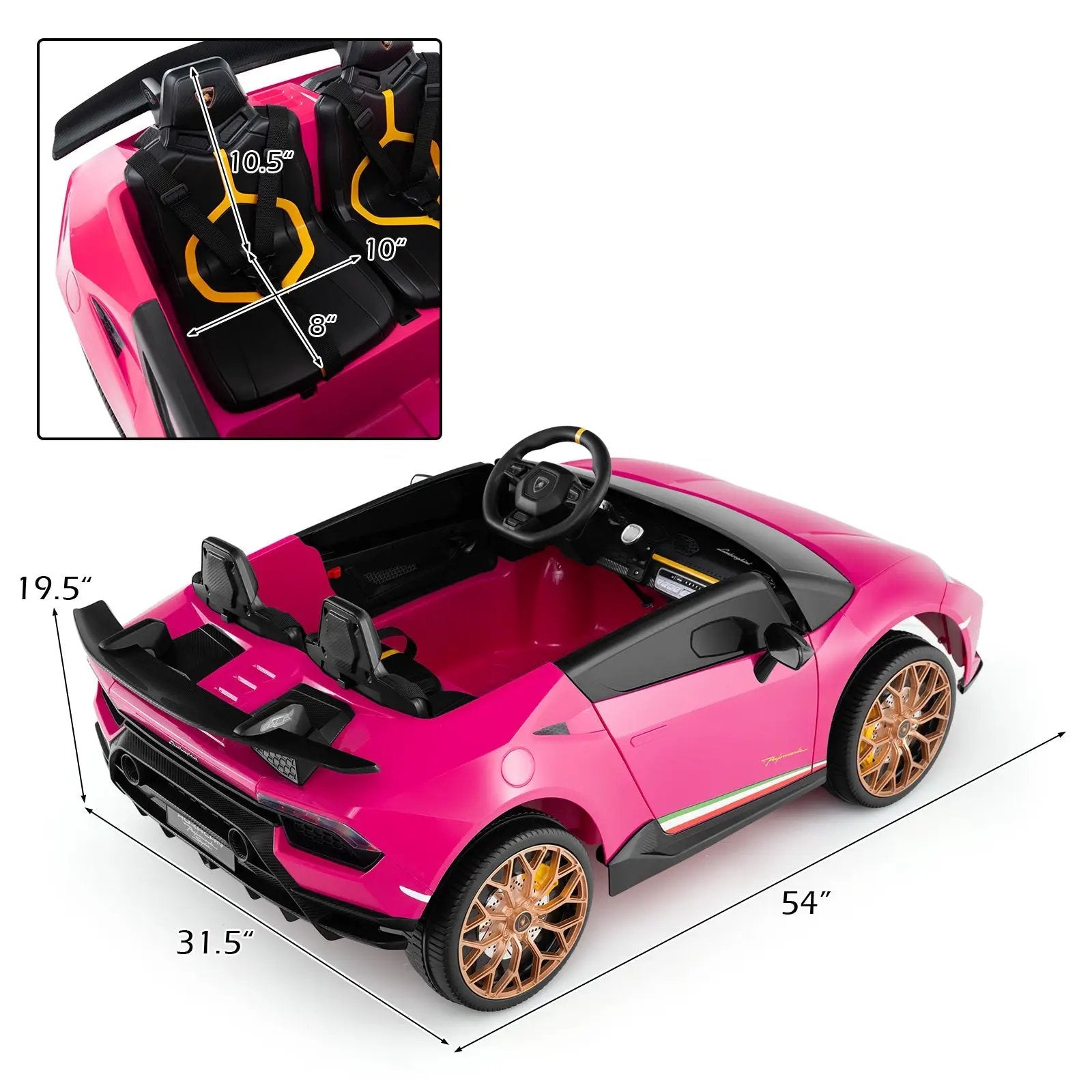 24V Ride-on Car for Kids 4WD 2-Seater Licensed Lamborghini Electric Vehicles with Music by DirectDeals