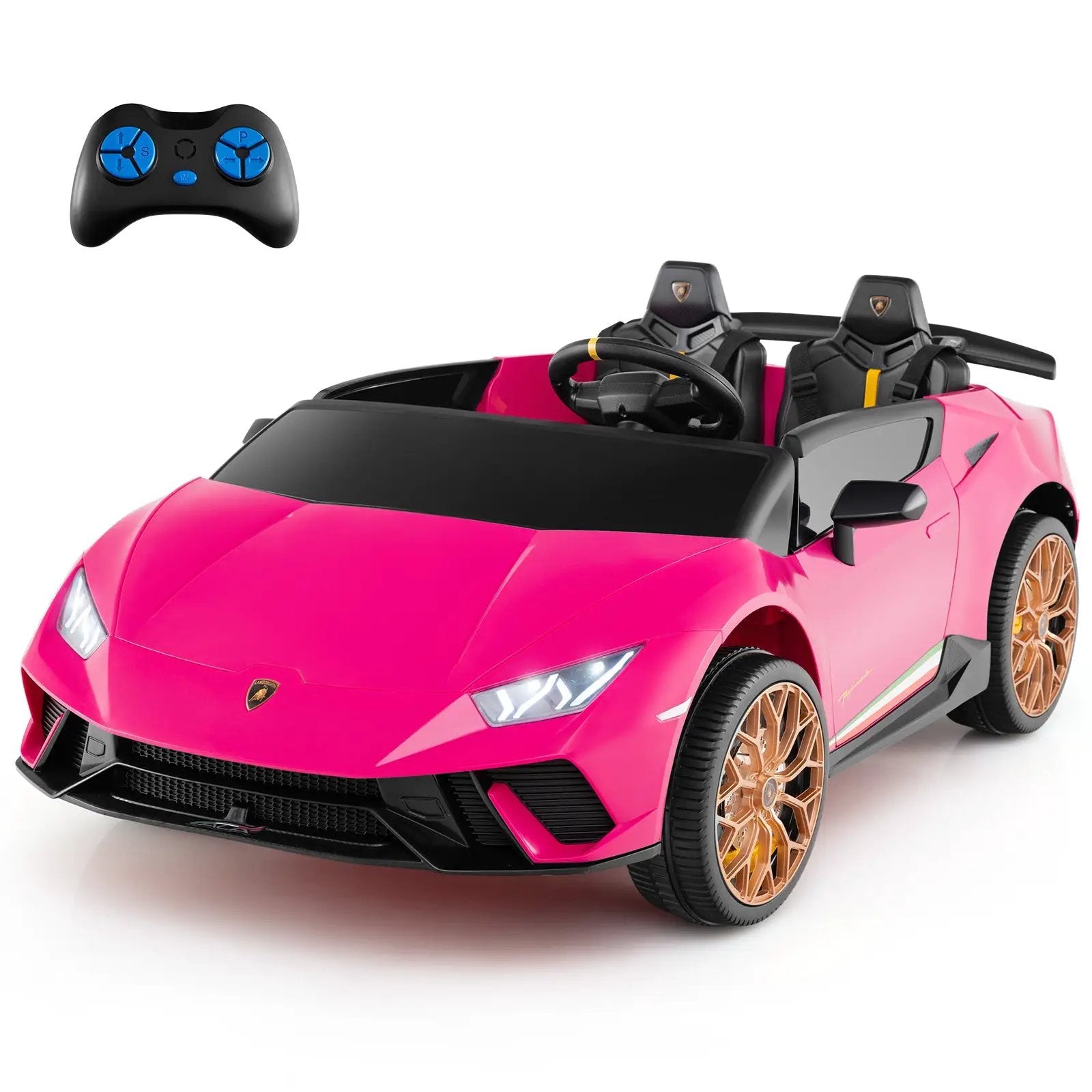 24V Ride-on Car for Kids 4WD 2-Seater Licensed Lamborghini Electric Vehicles with Music by DirectDeals