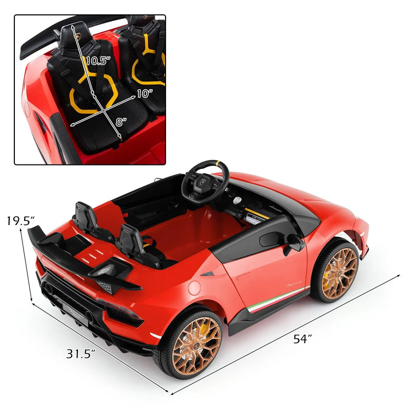 24V Ride-on Car for Kids 4WD 2-Seater Licensed Lamborghini Electric Vehicles with Music by DirectDeals