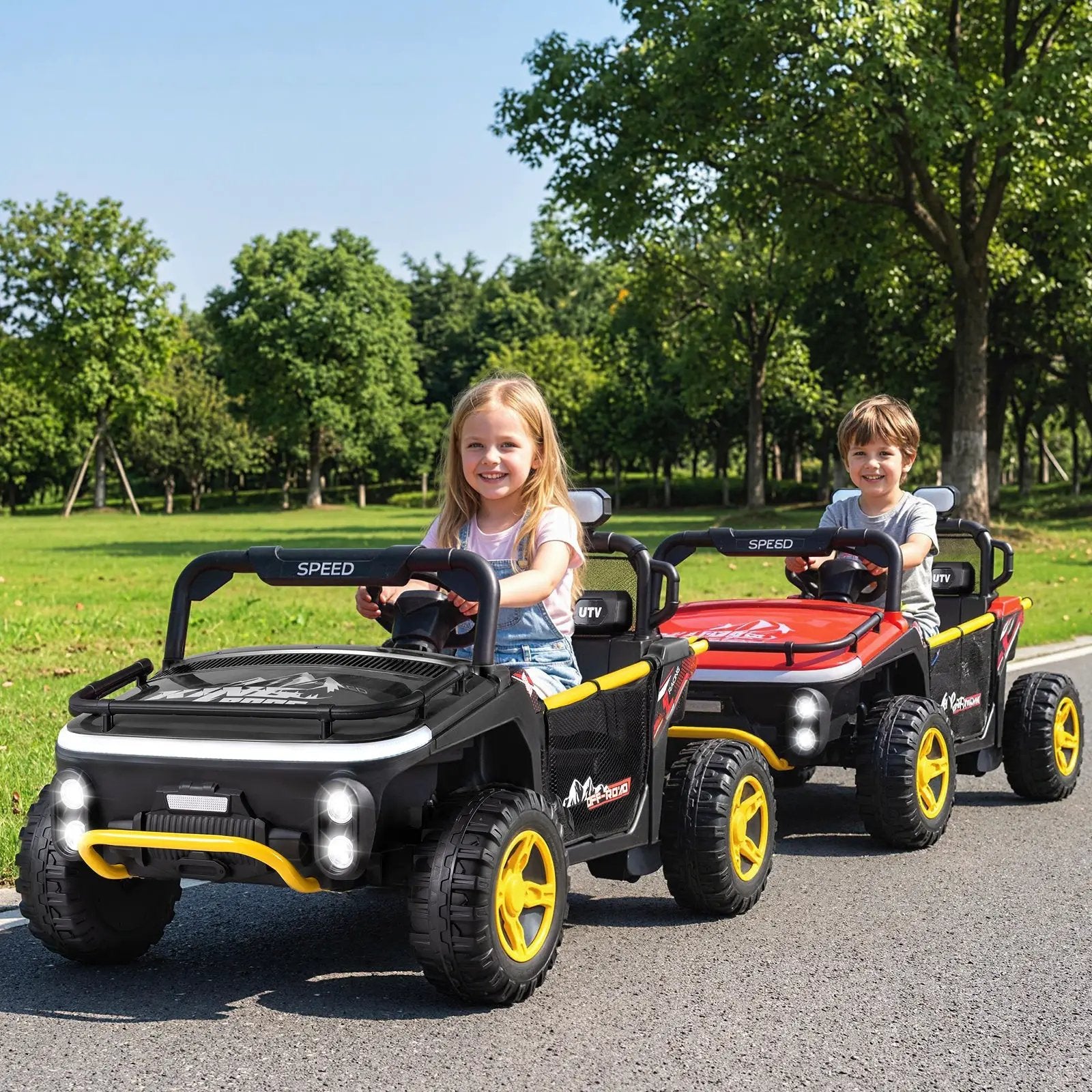 24V Ride on Toy for Kids 2 Seater Ride on Truck Car with Horn Music Story by DirectDeals