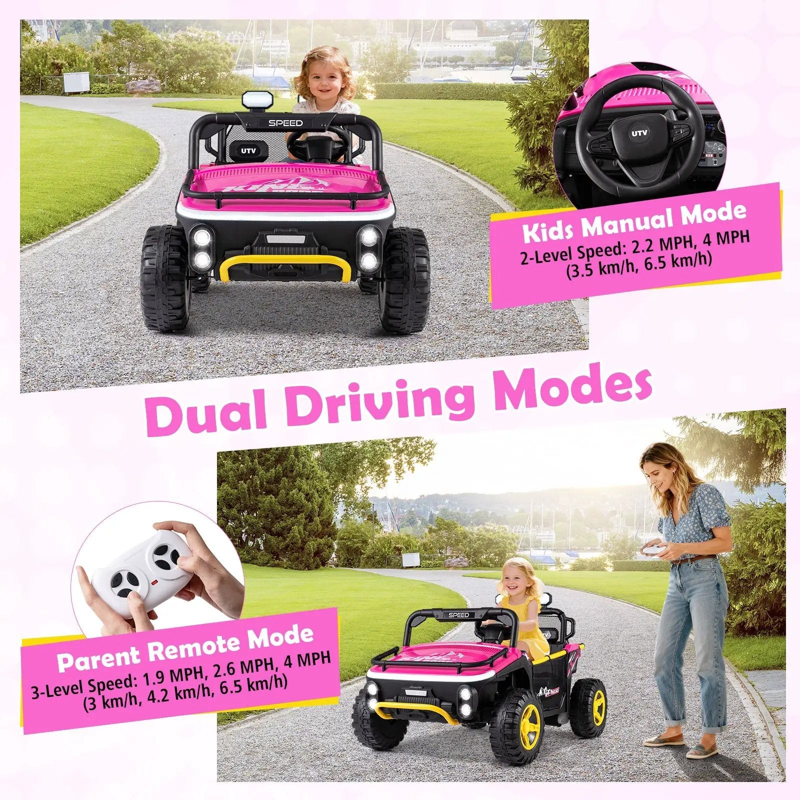 24V Ride on Toy for Kids 2 Seater Ride on Truck Car with Horn Music Story by DirectDeals