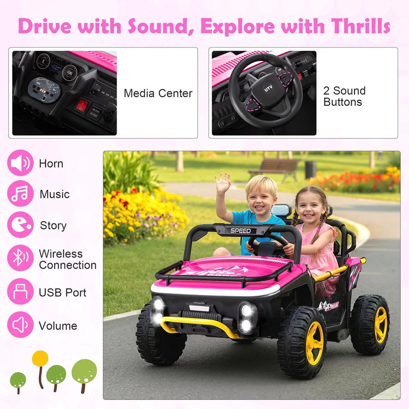 24V Ride on Toy for Kids 2 Seater Ride on Truck Car with Horn Music Story by DirectDeals
