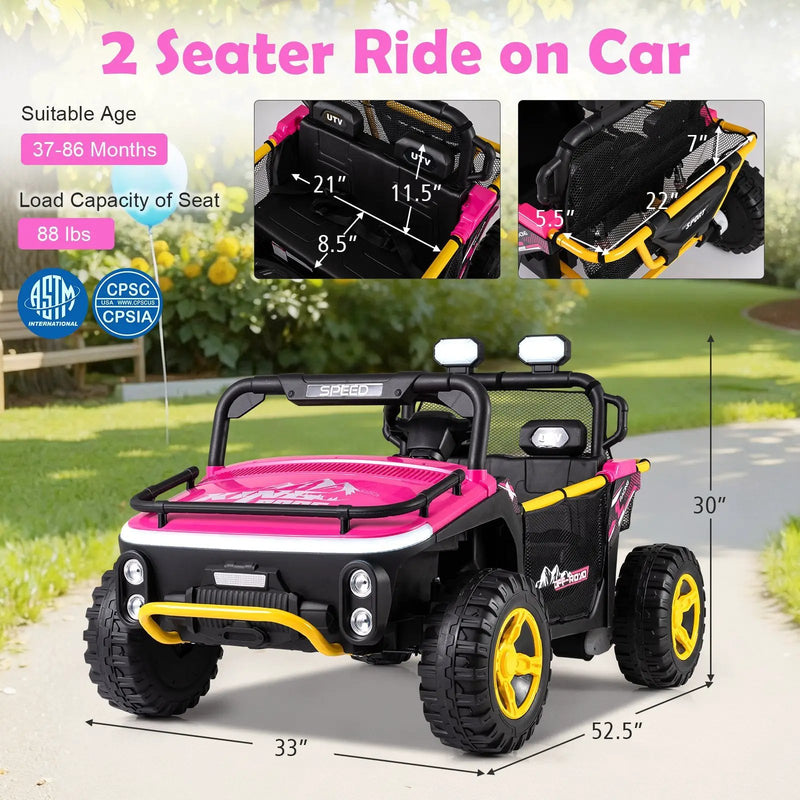 24V Ride on Toy for Kids 2 Seater Ride on Truck Car with Horn Music Story by DirectDeals